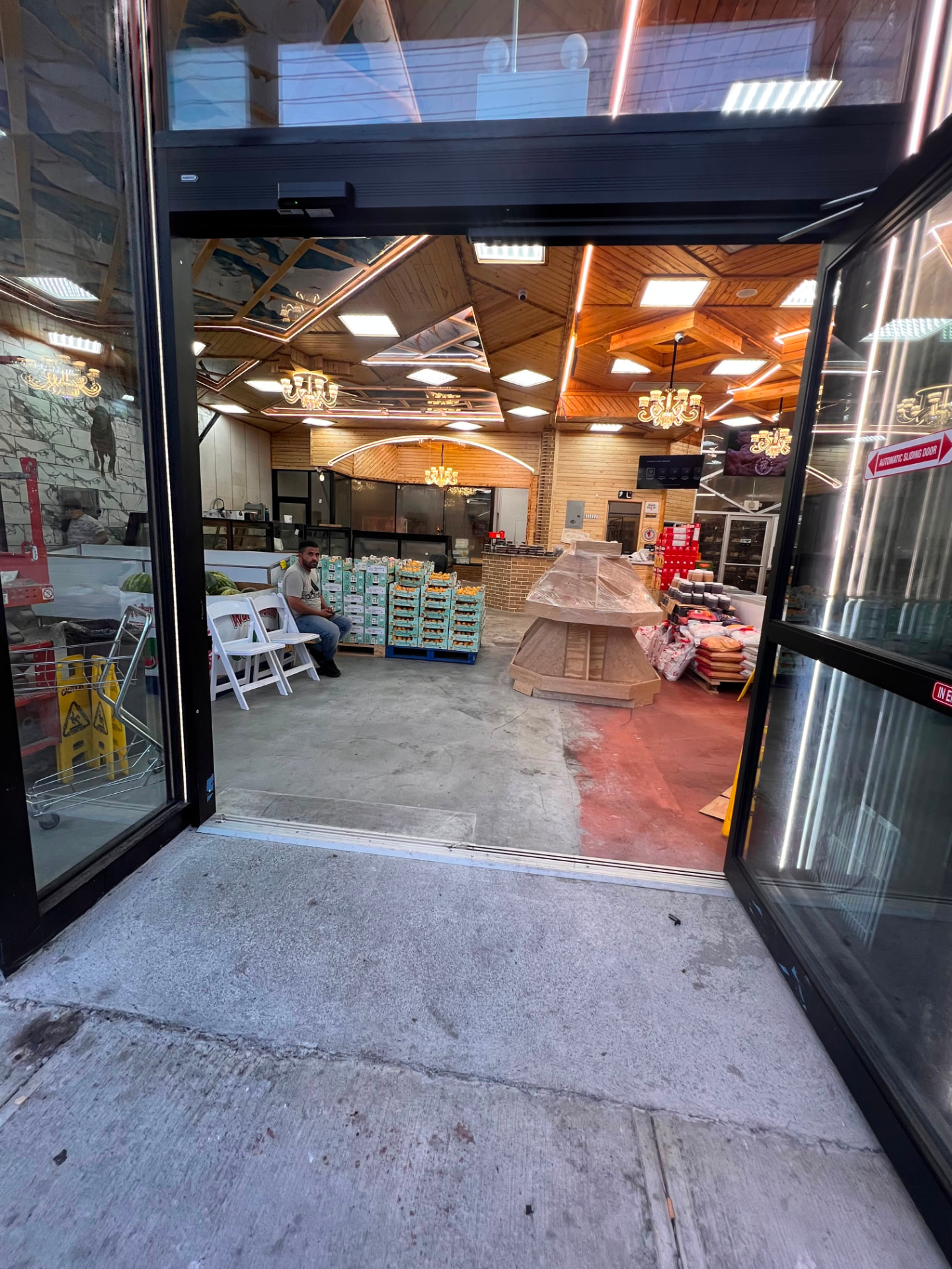 Automatic sliding doors at the main entrance