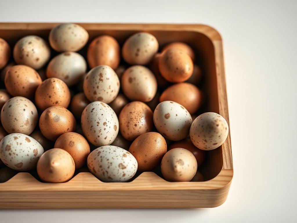 Tray of speckled farm fresh quail eggs